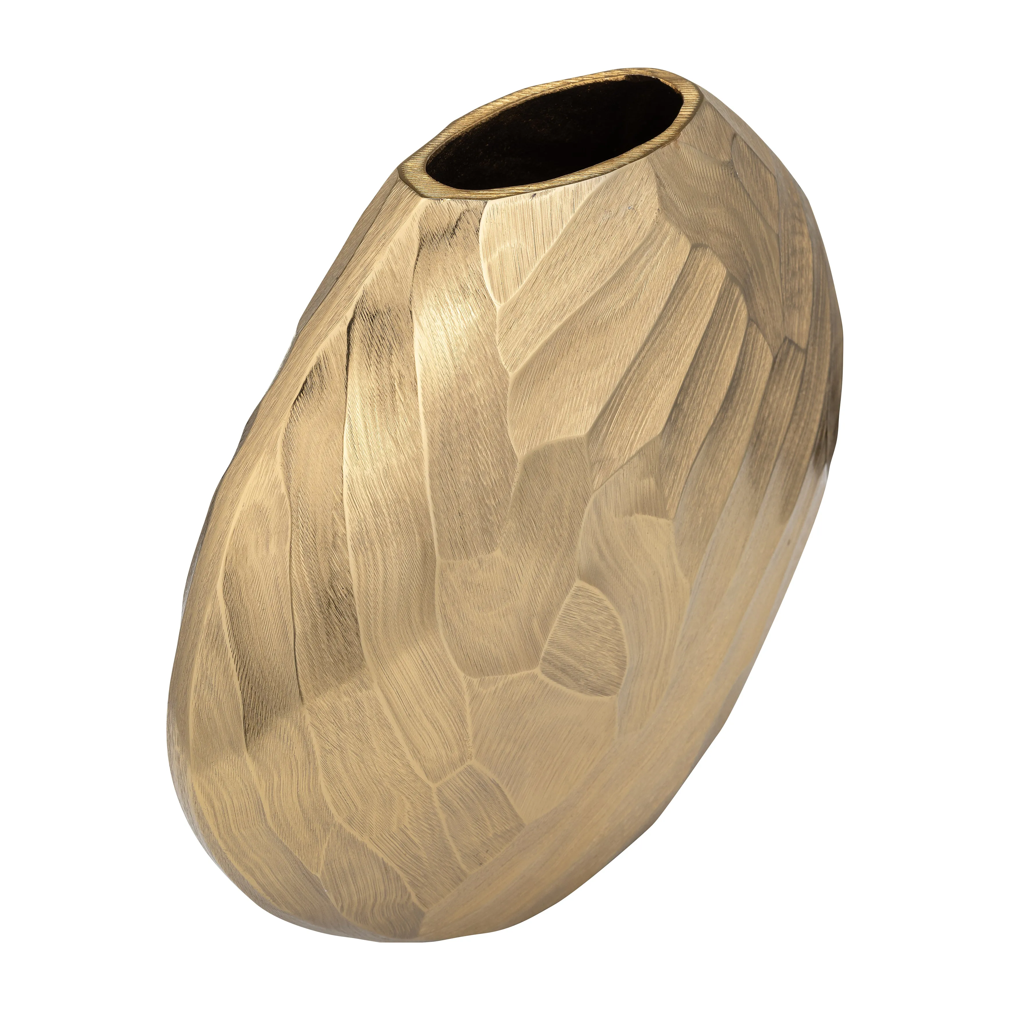 ALUMINUM 11"H HAMMERED VASE, CHAMPAGNE