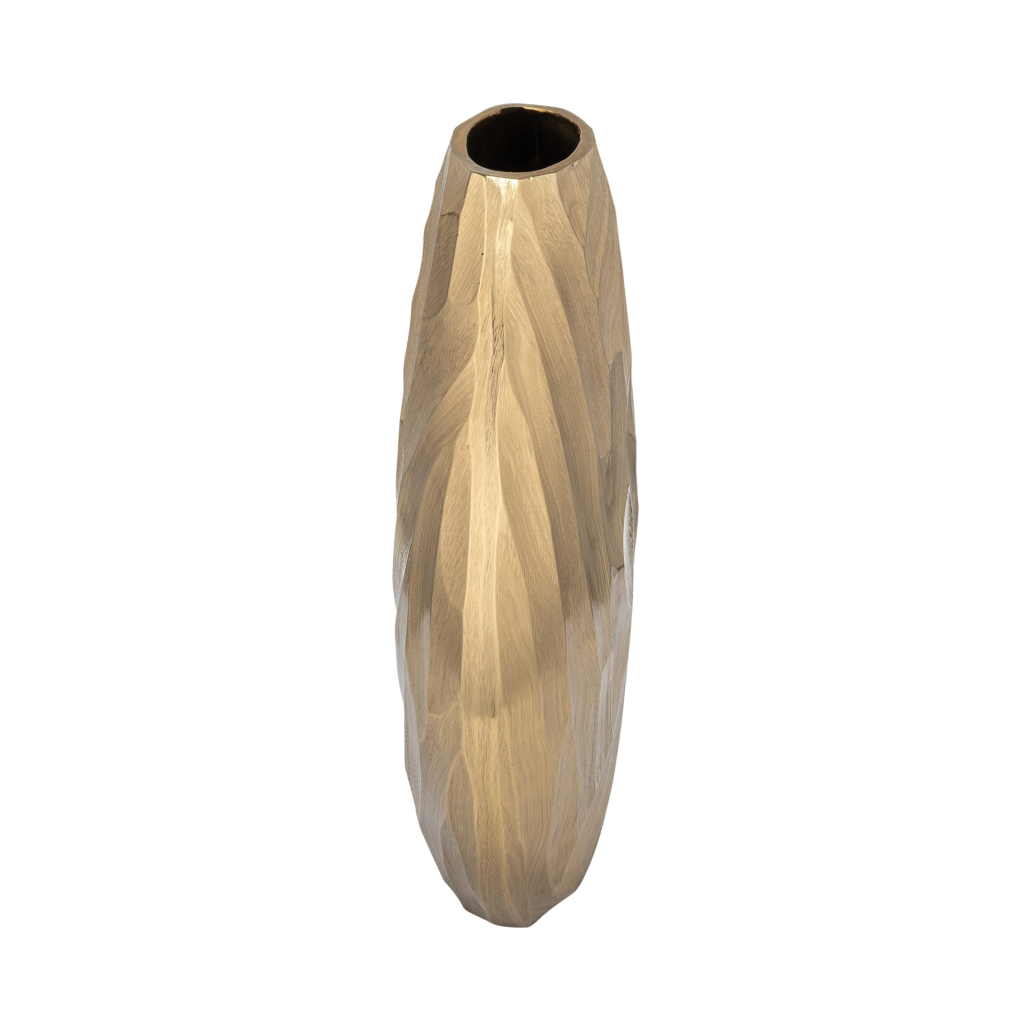 ALUMINUM 11"H HAMMERED VASE, CHAMPAGNE