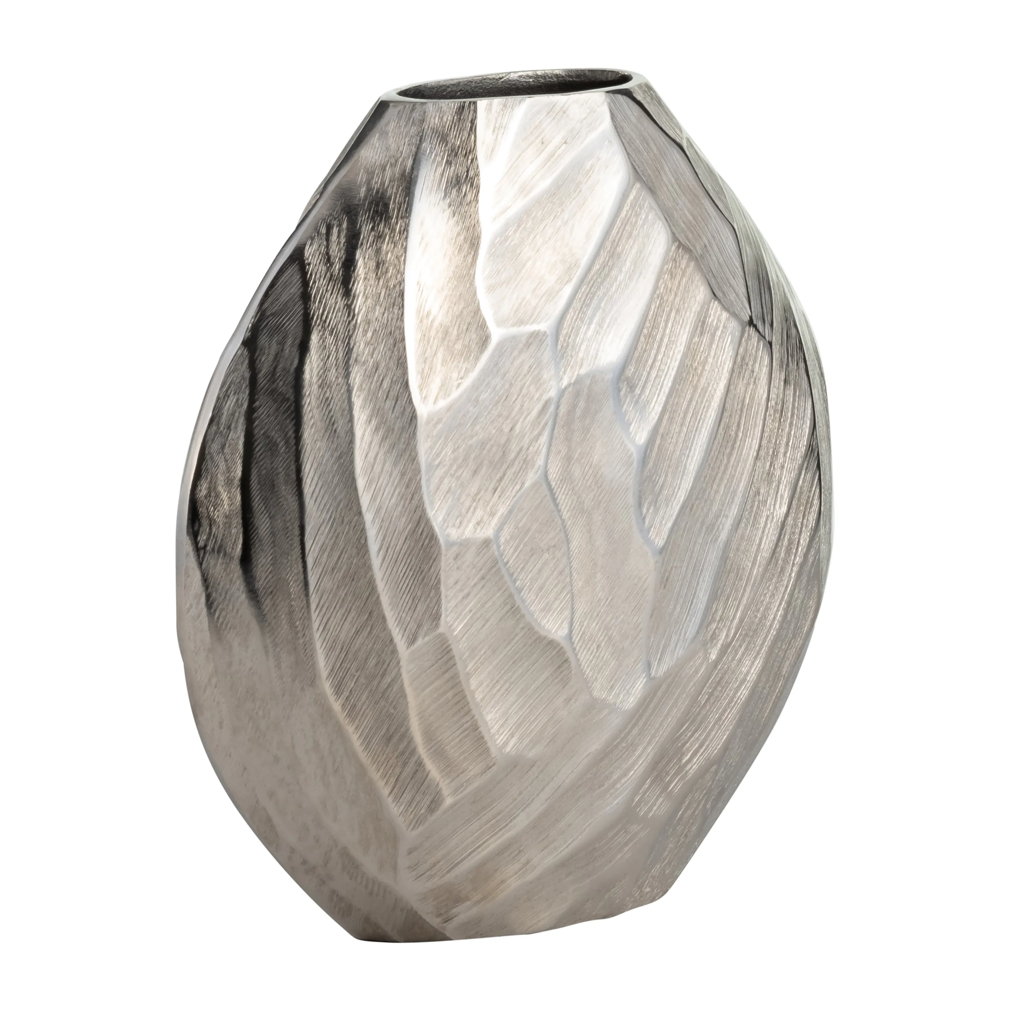 ALUMINUM 11"H HAMMERED VASE, SILVER