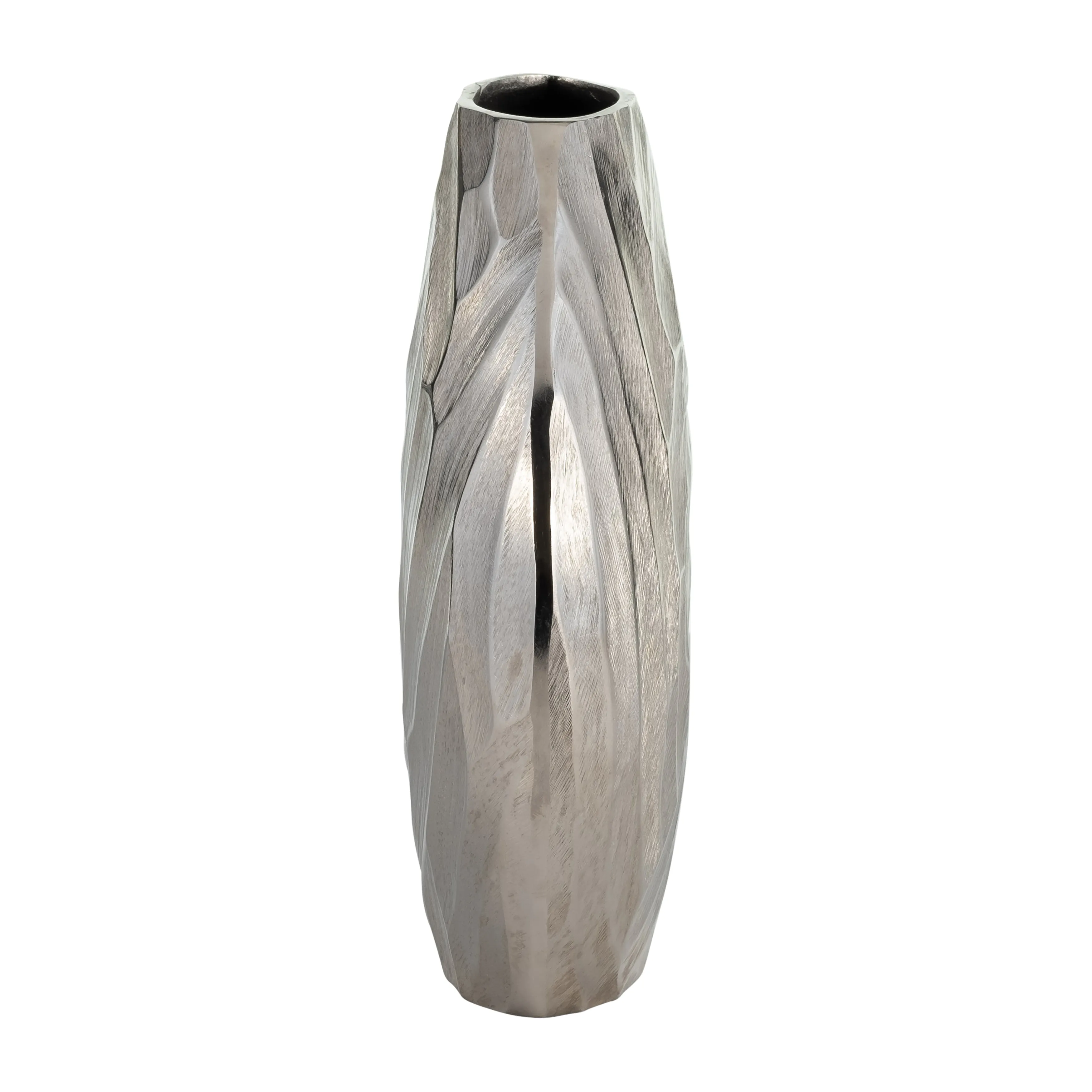 ALUMINUM 11"H HAMMERED VASE, SILVER