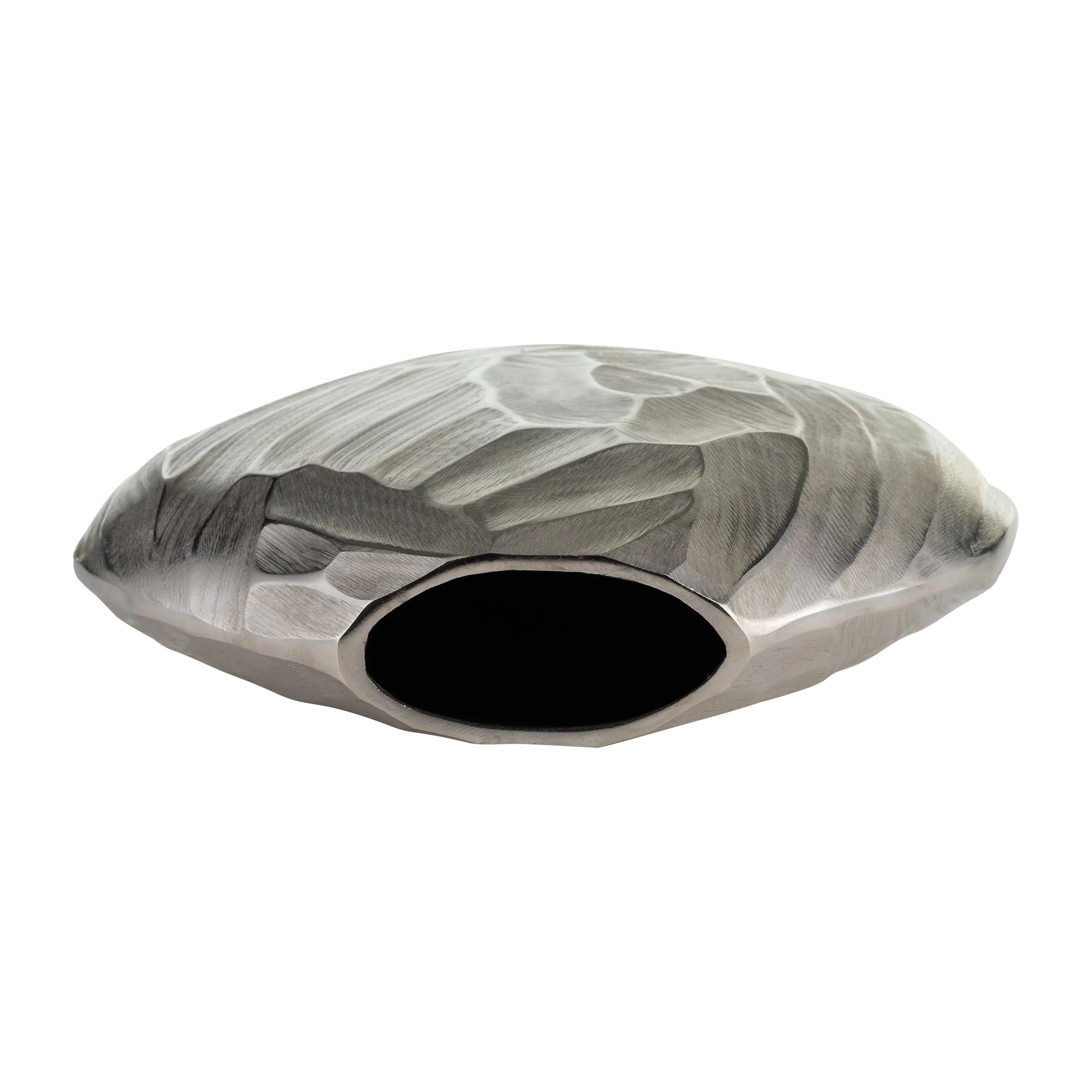 ALUMINUM 11"H HAMMERED VASE, SILVER