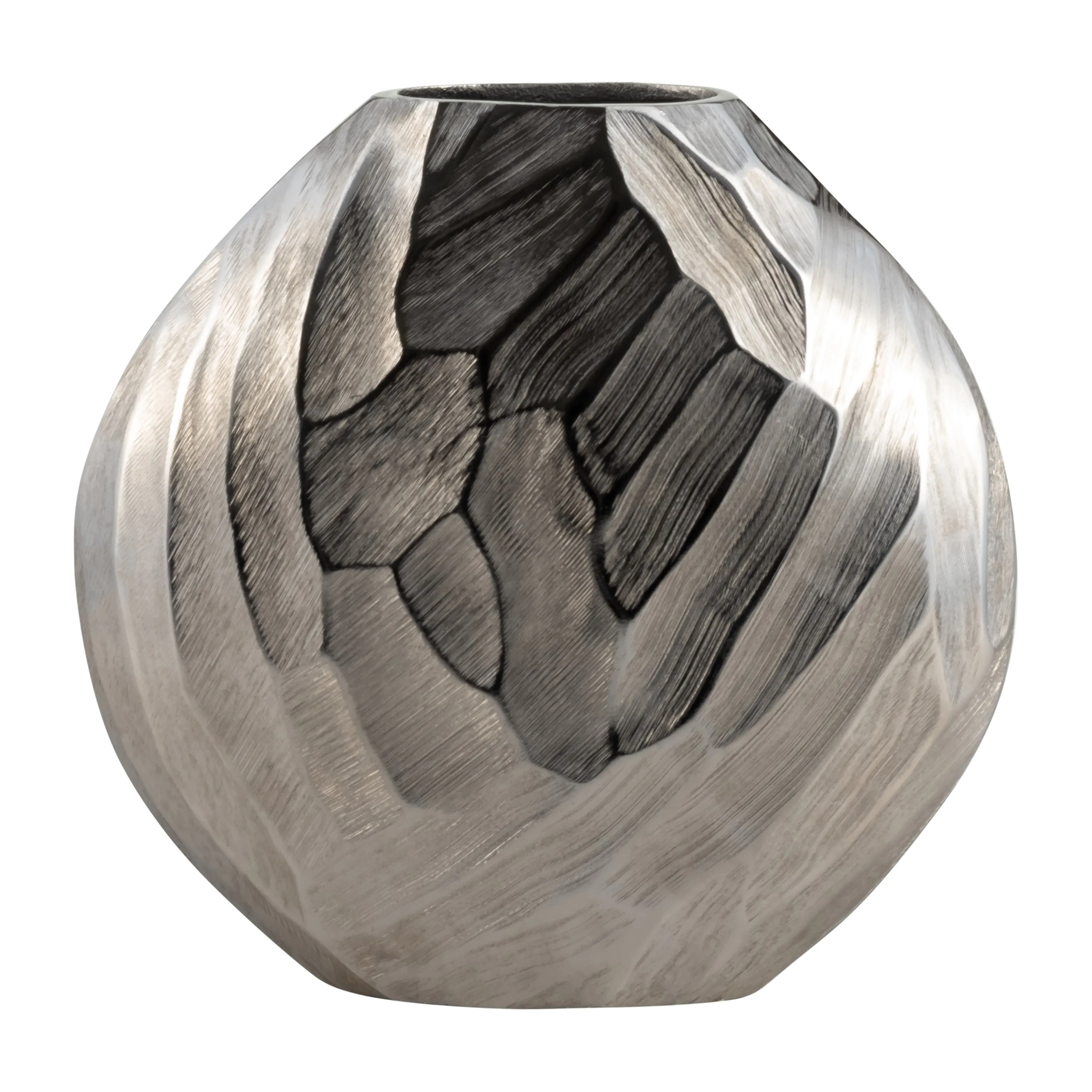 ALUMINUM 11"H HAMMERED VASE, SILVER