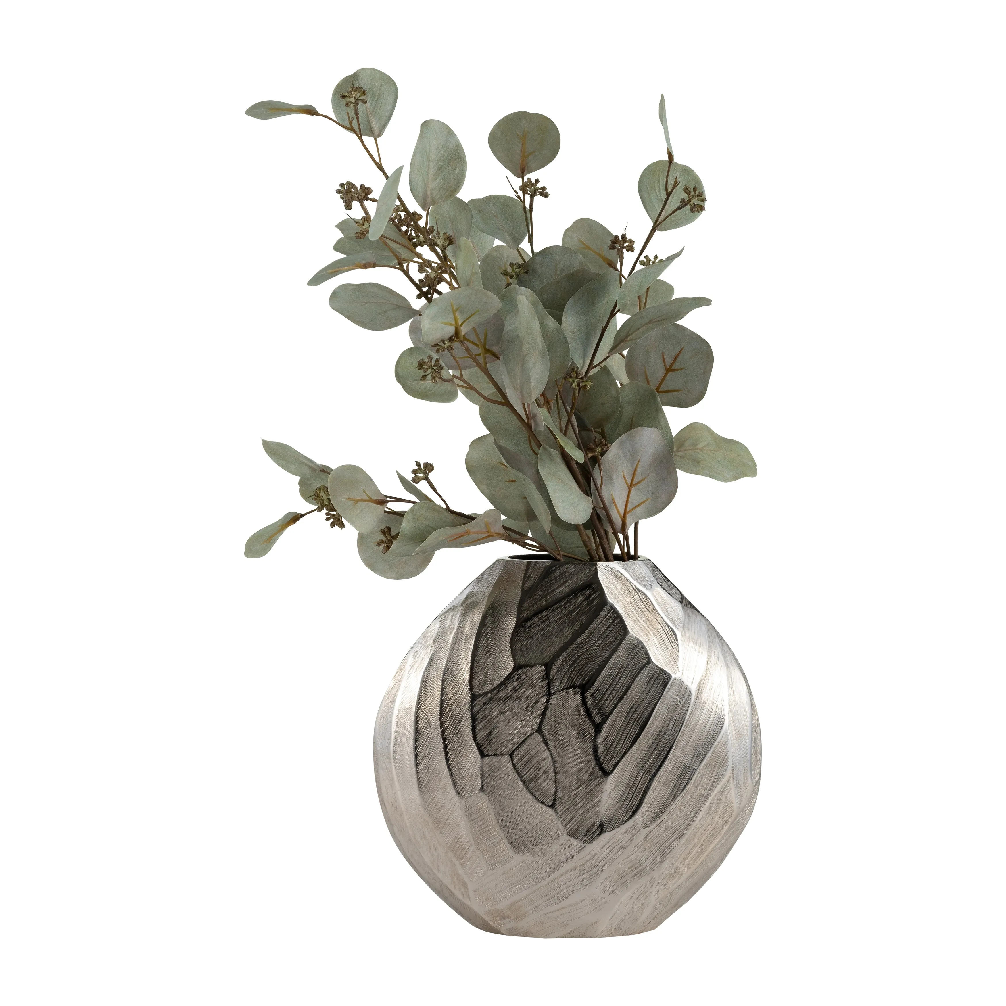 ALUMINUM 11"H HAMMERED VASE, SILVER