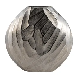 ALUMINUM 11"H HAMMERED VASE, SILVER
