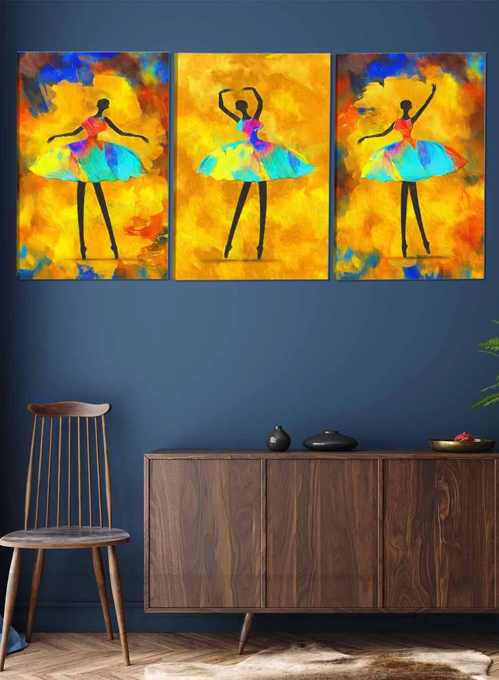 Ballerina Dance Abstract Paintings(set of 3)