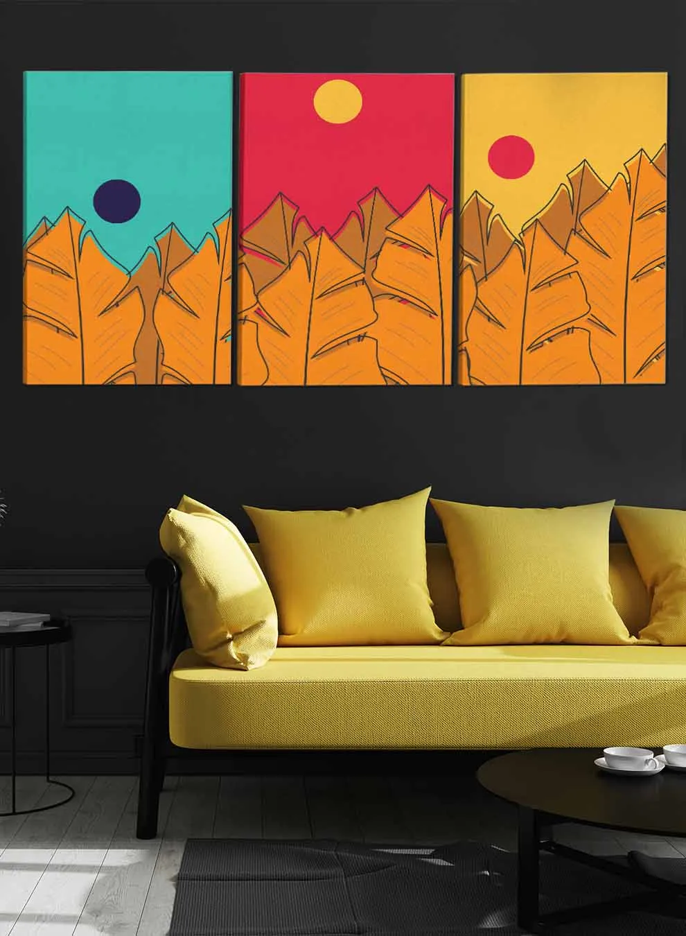 Banana Leaf Silhouette Abstract Paintings(set of 3)