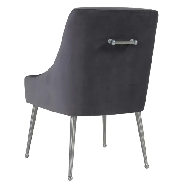 Beatrix Grey Velvet Side Chair - Silver Legs