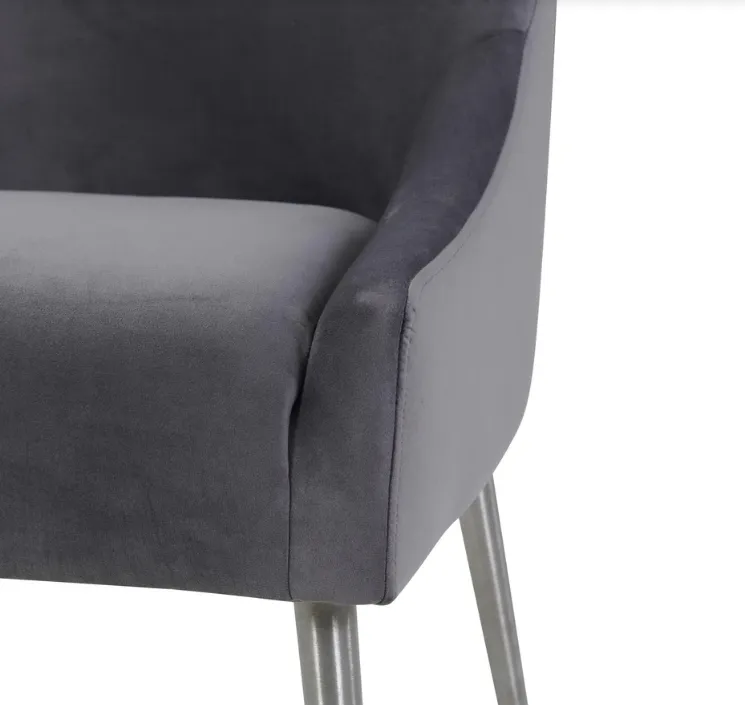 Beatrix Grey Velvet Side Chair - Silver Legs