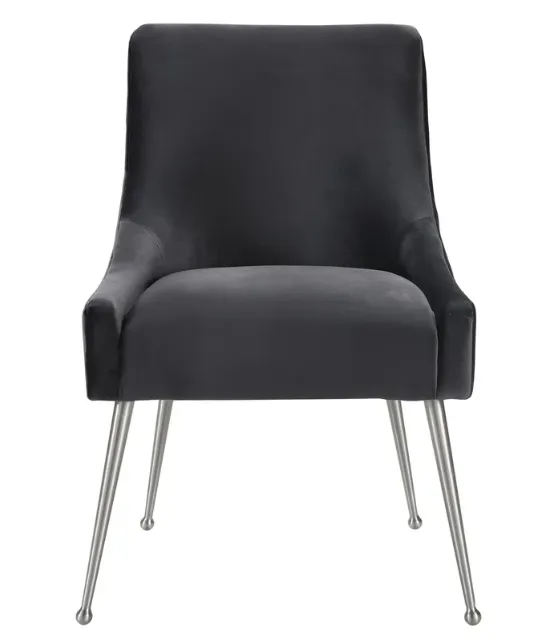 Beatrix Grey Velvet Side Chair - Silver Legs