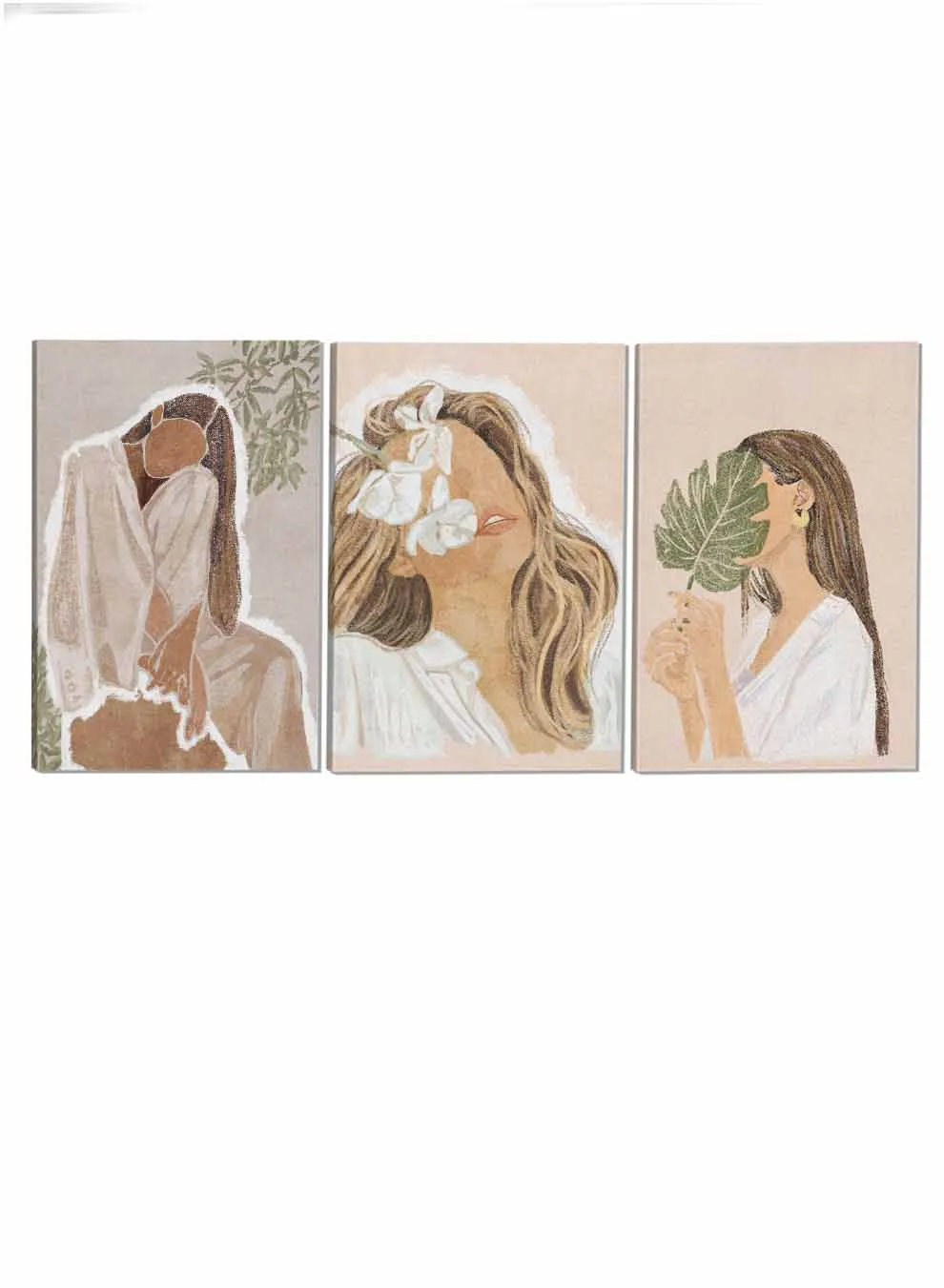 Beautiful Girl Abstract Paintings(set of 3)