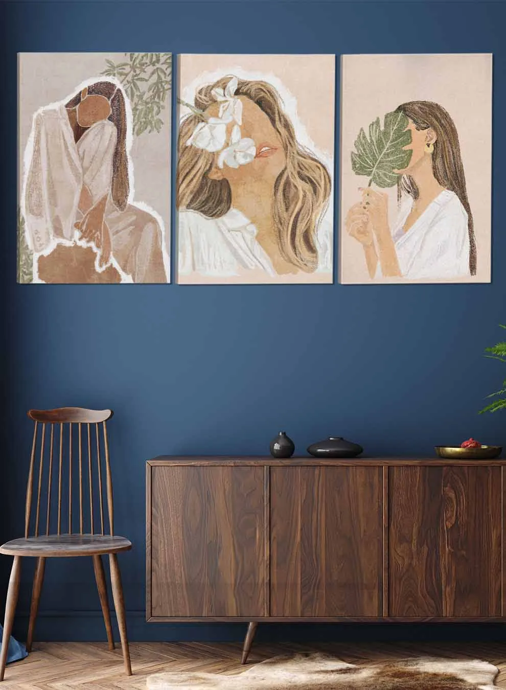 Beautiful Girl Abstract Paintings(set of 3)