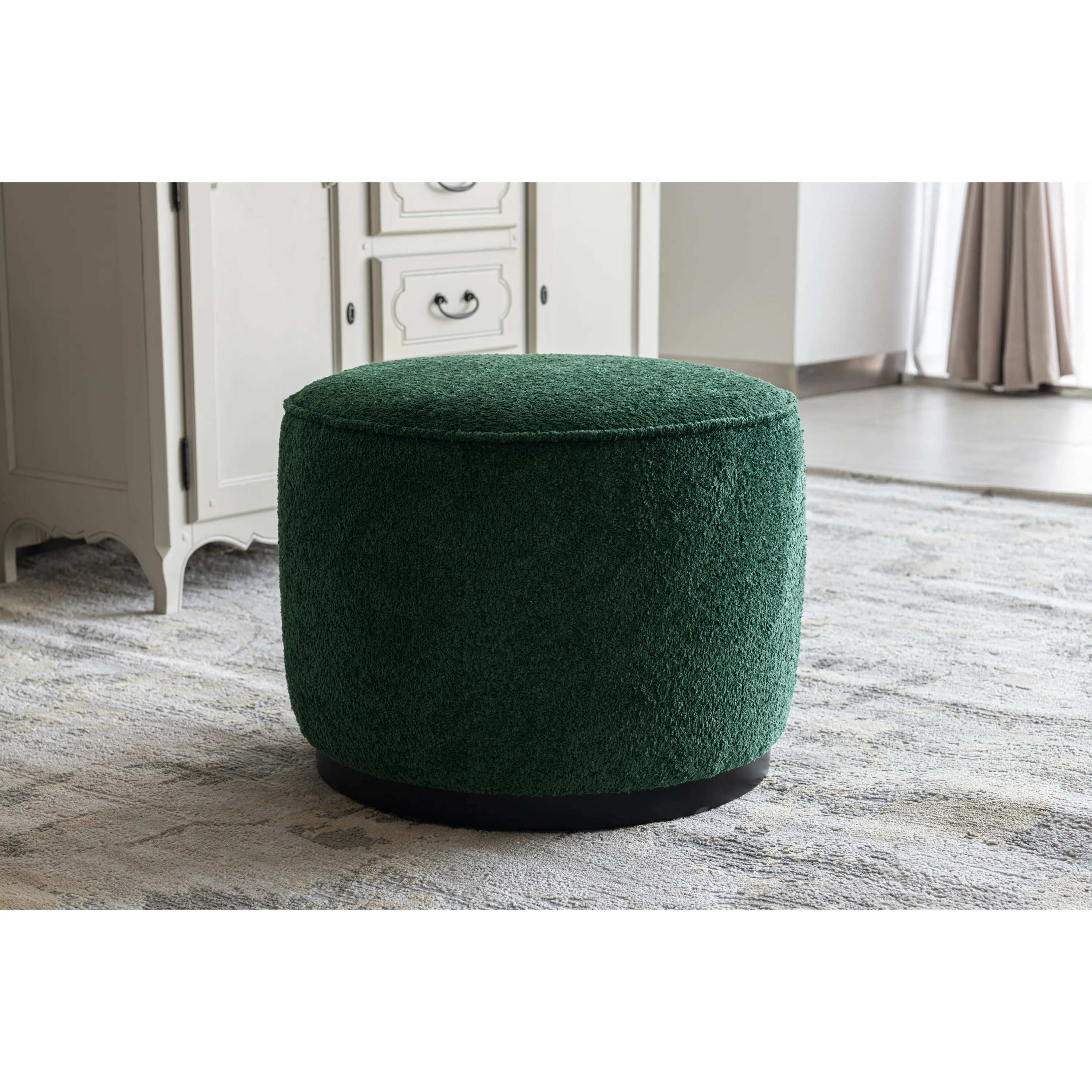 Beige Linen Ottoman W55.5xH44cm