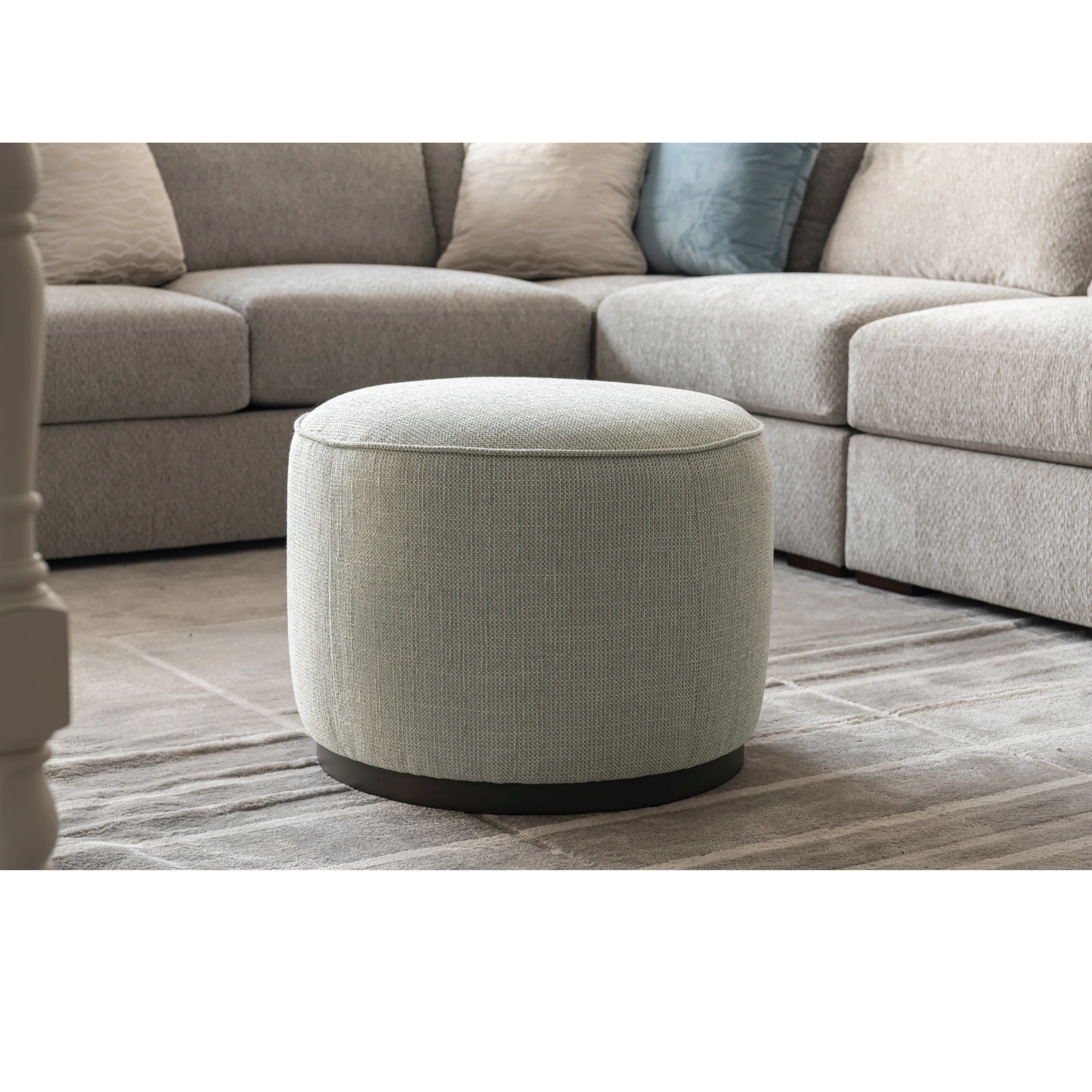 Beige Linen Ottoman W55.5xH44cm