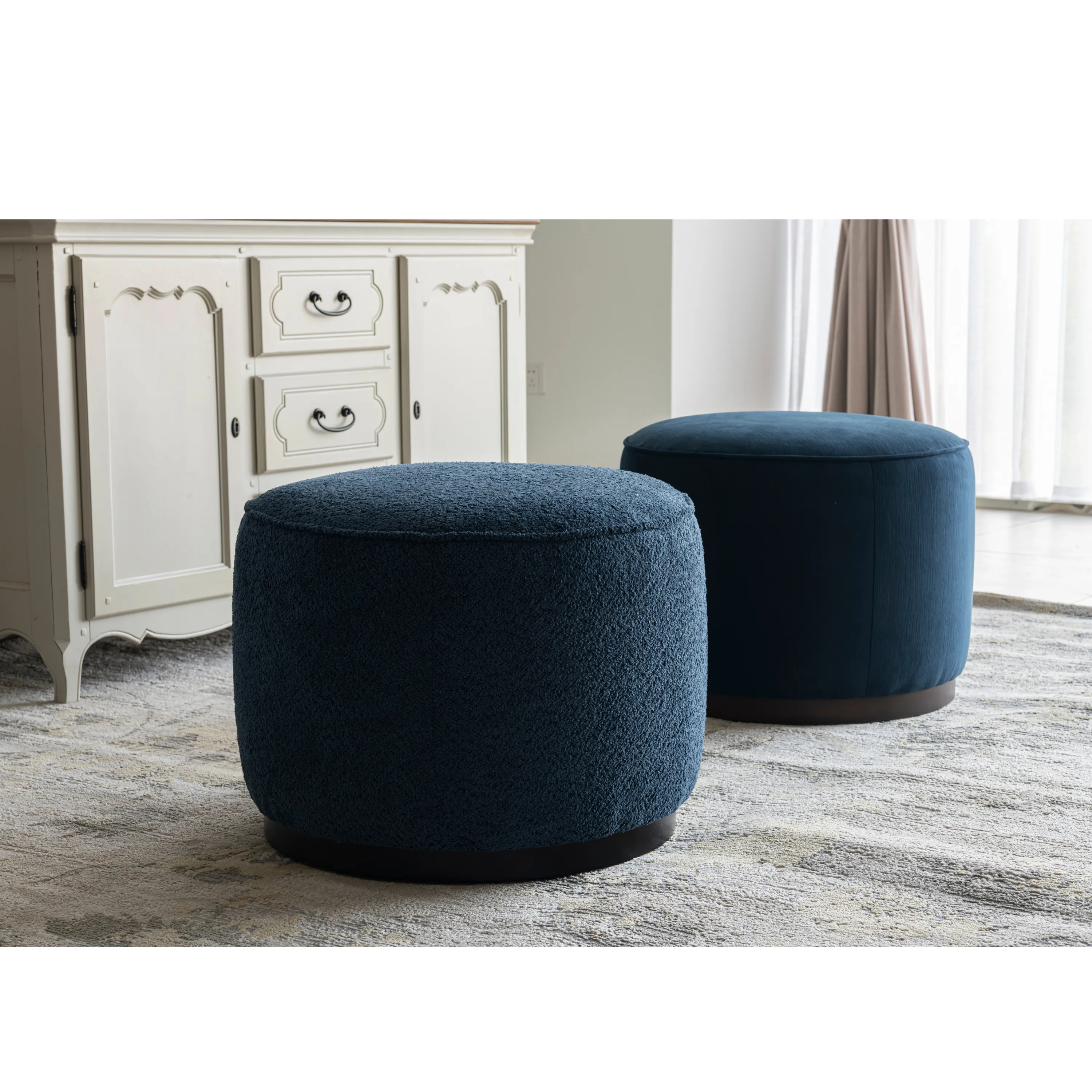 Beige Linen Ottoman W55.5xH44cm