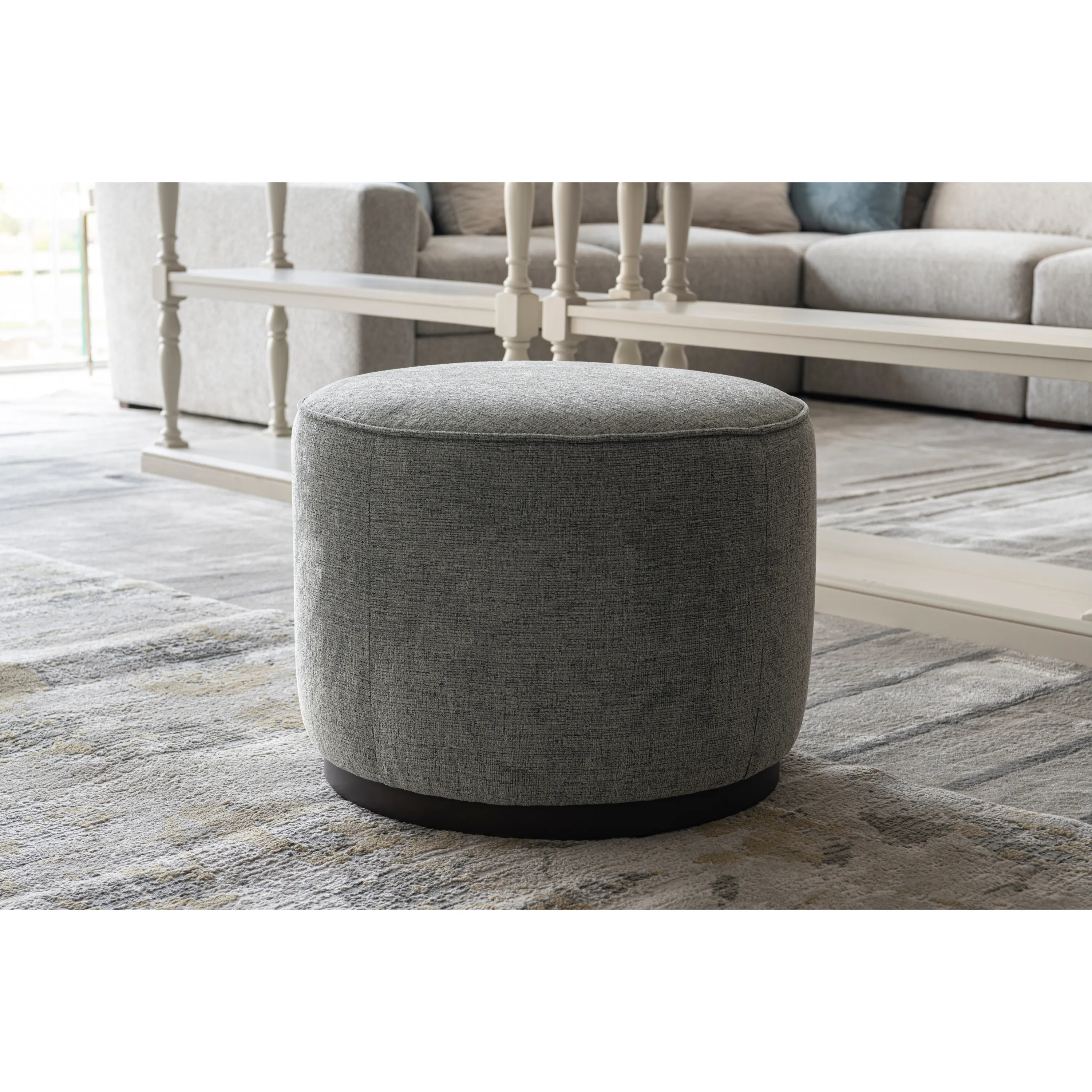Beige Linen Ottoman W55.5xH44cm