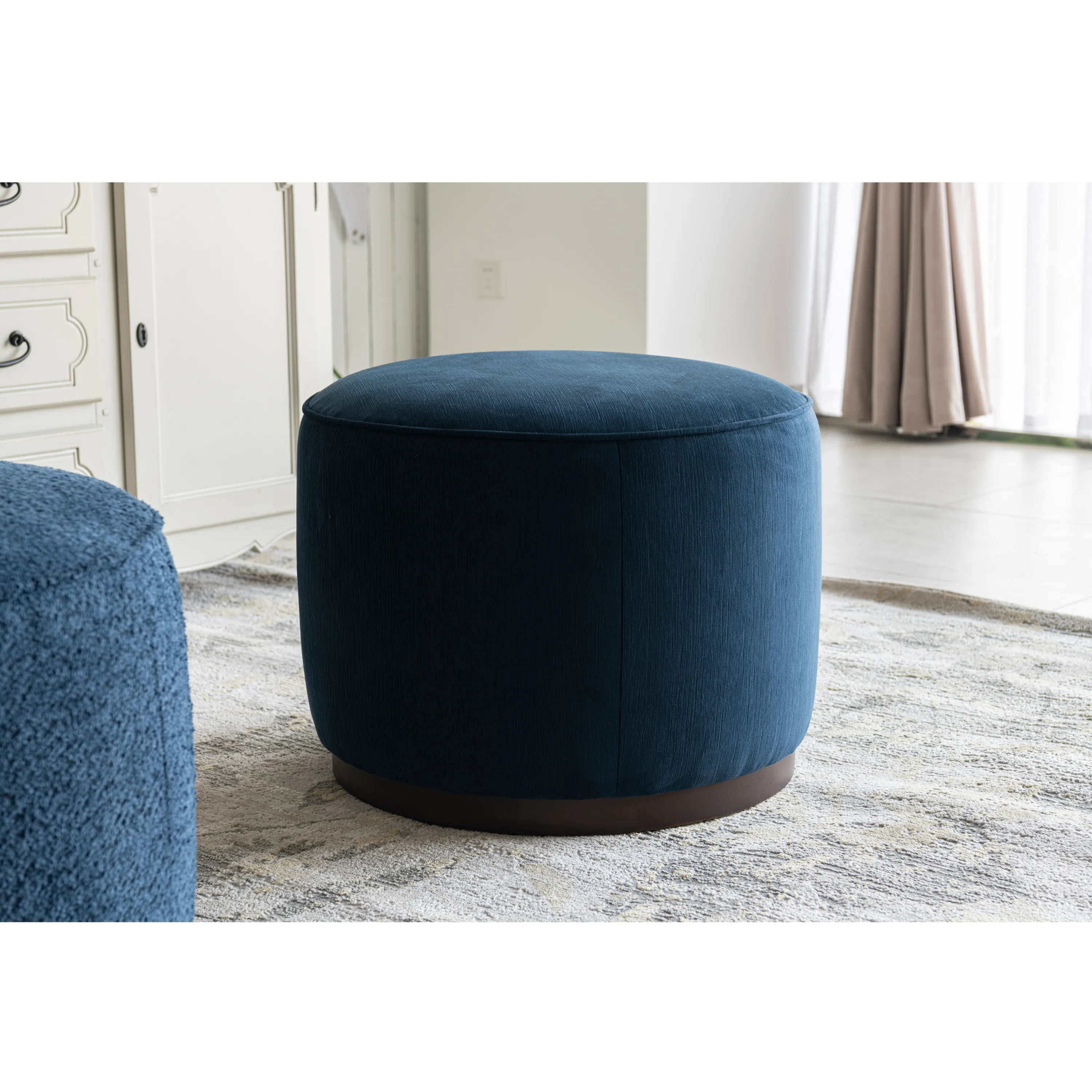Beige Linen Ottoman W55.5xH44cm