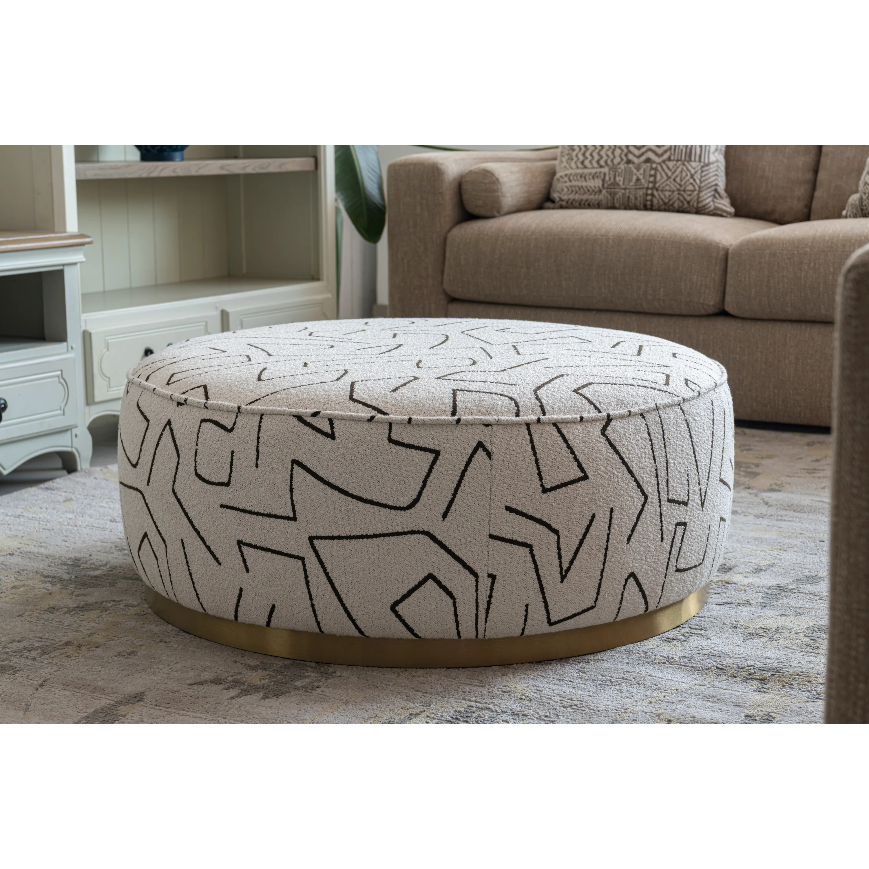 Beige Linen Ottoman W91xH36cm
