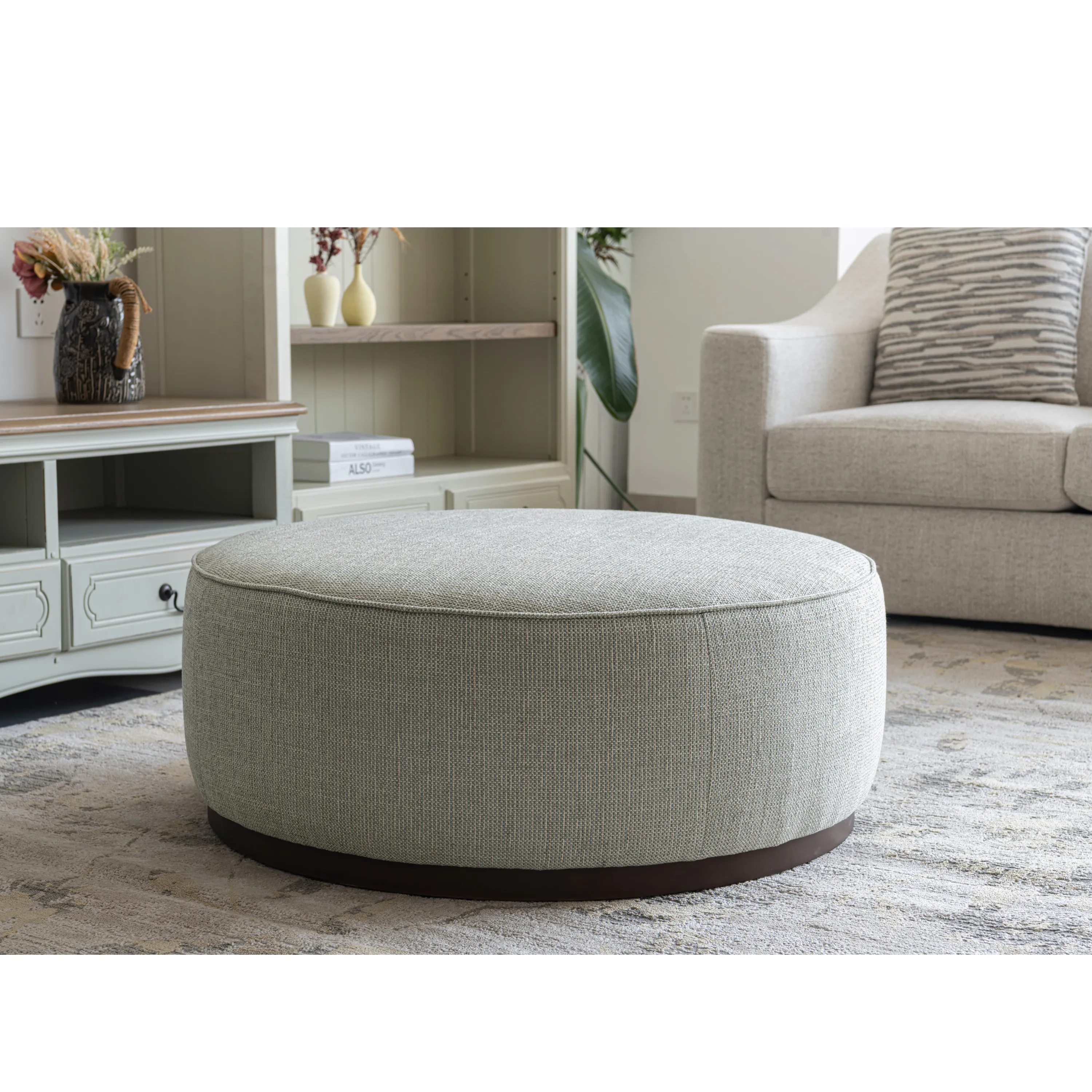 Beige Linen Ottoman W91xH36cm