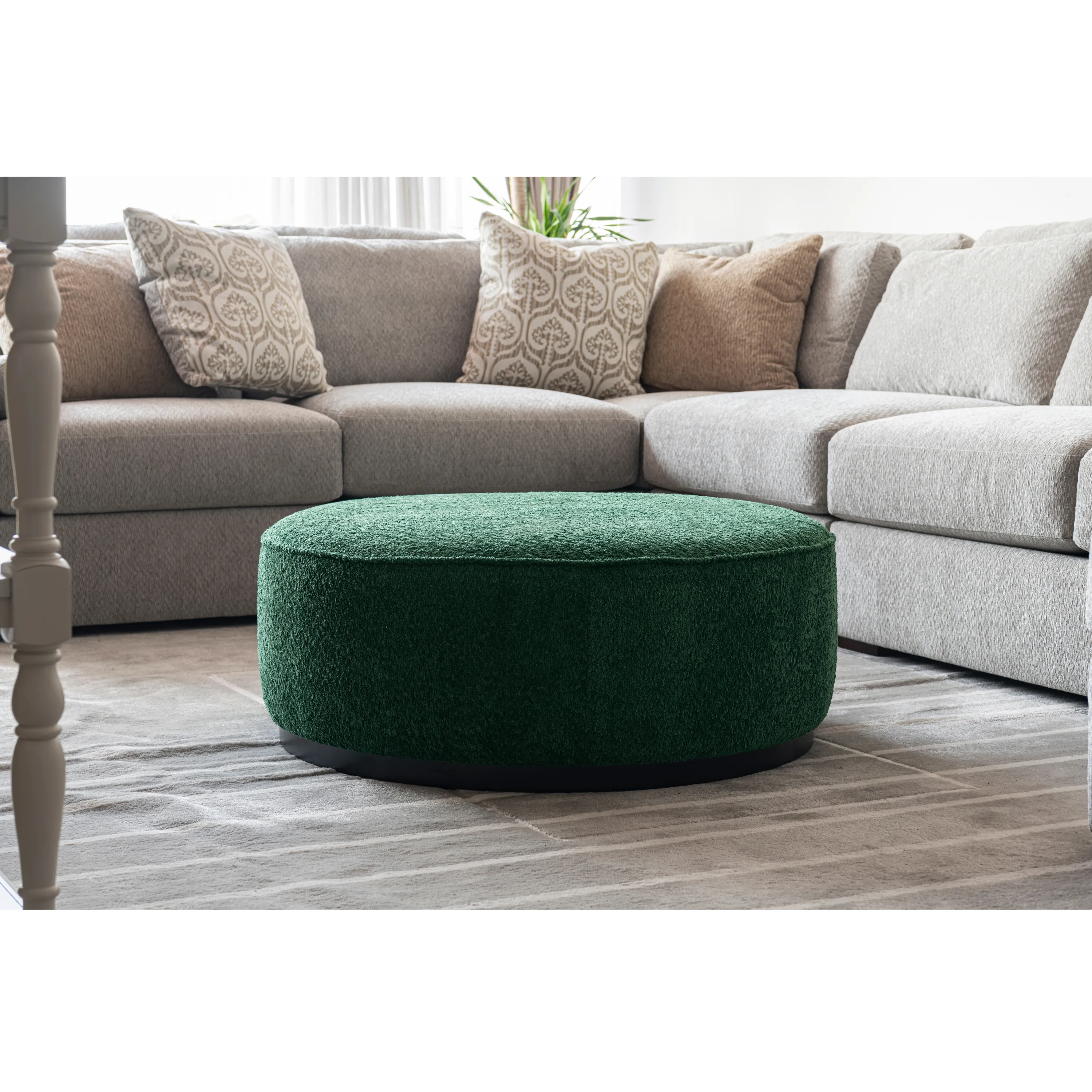 Beige Linen Ottoman W91xH36cm