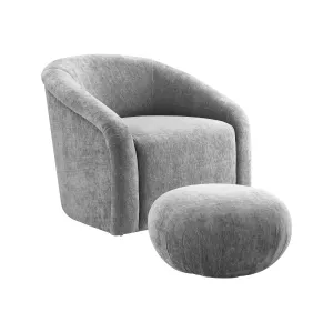 Boboli Grey Chenille Chair   Ottoman Set