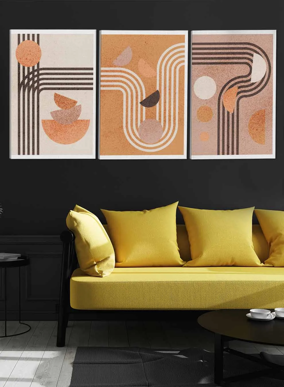 Boho Aesthetic Terracotta Abstract Paintings(set of 3)