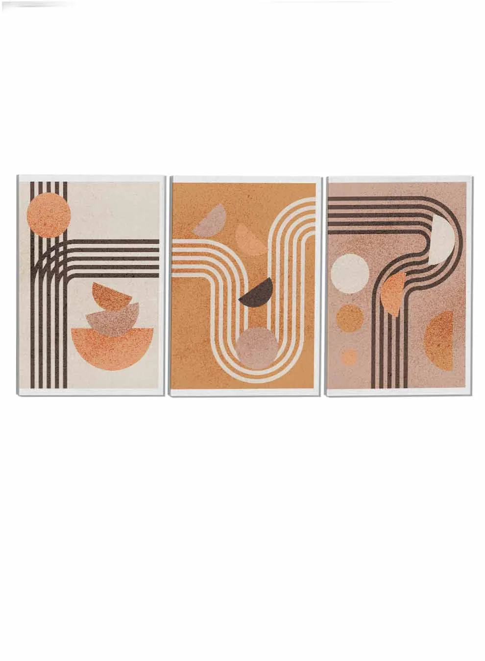 Boho Aesthetic Terracotta Abstract Paintings(set of 3)