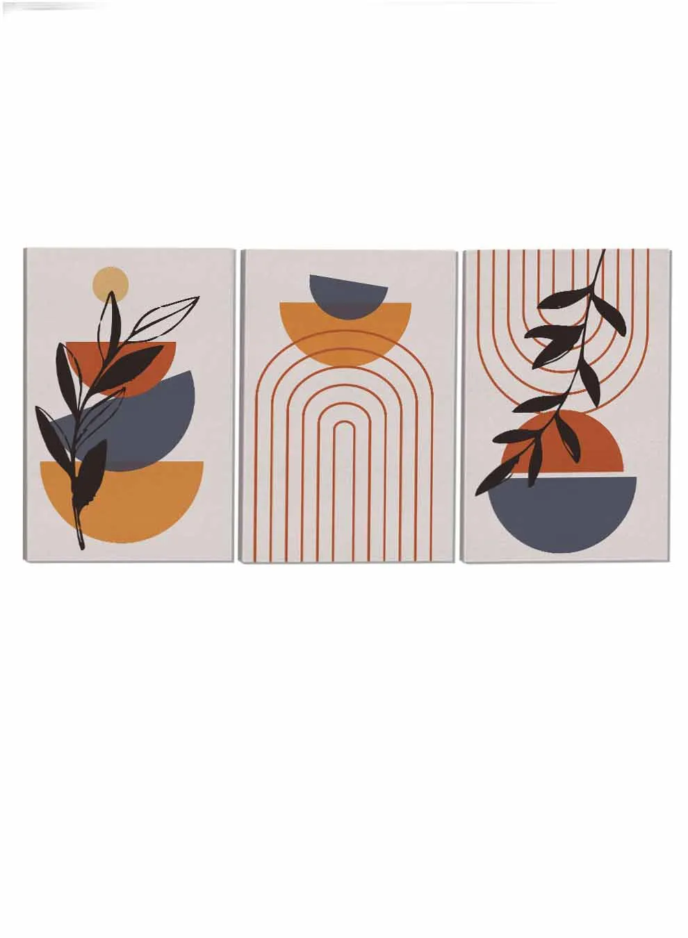 Boho Leaves Abstract Paintings(set of 3)