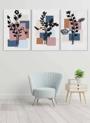Botanical Flowers Paintings(set of 3)