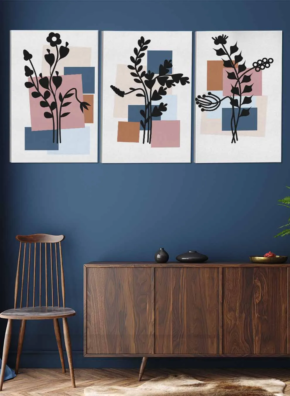 Botanical Flowers Paintings(set of 3)
