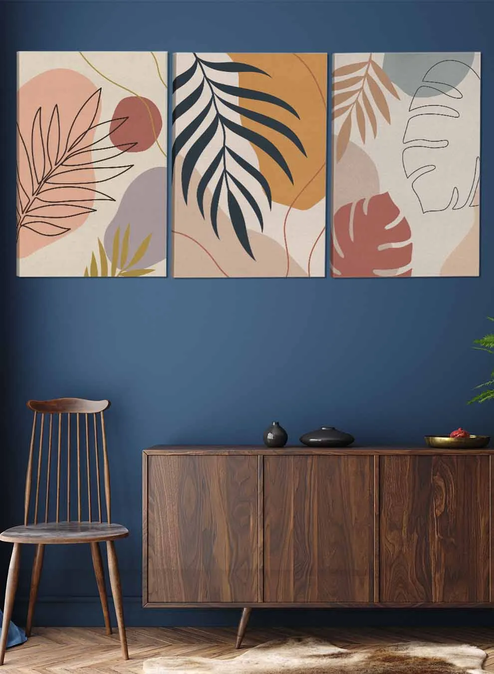 Botanical Leaves Lines Paintings(set of 3)