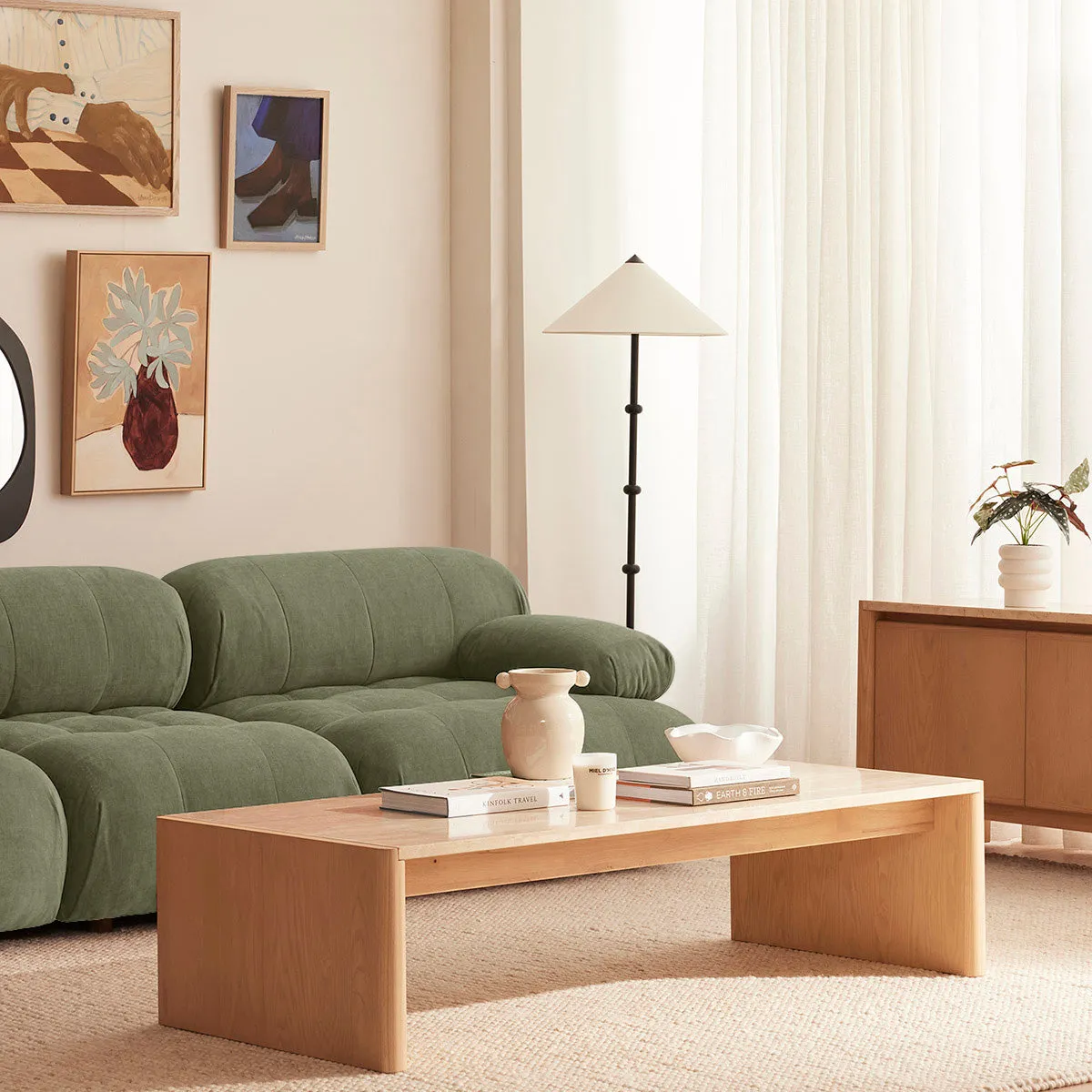Bowie Textured Velvet 4 Seat Sofa (Olive)