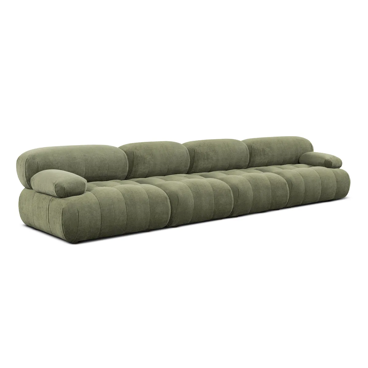 Bowie Textured Velvet 4 Seat Sofa (Olive)