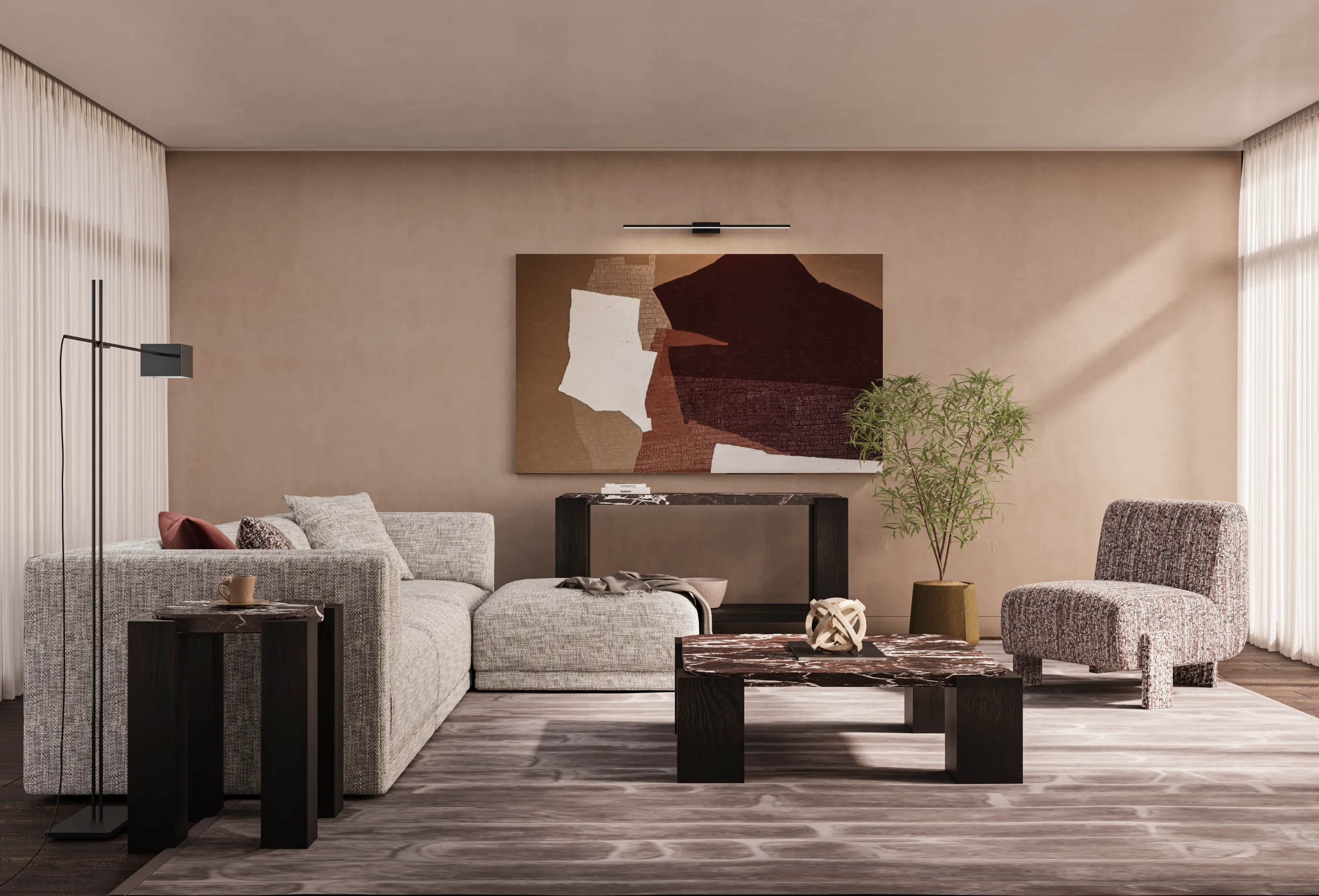 Calla Red Marble Coffee Table