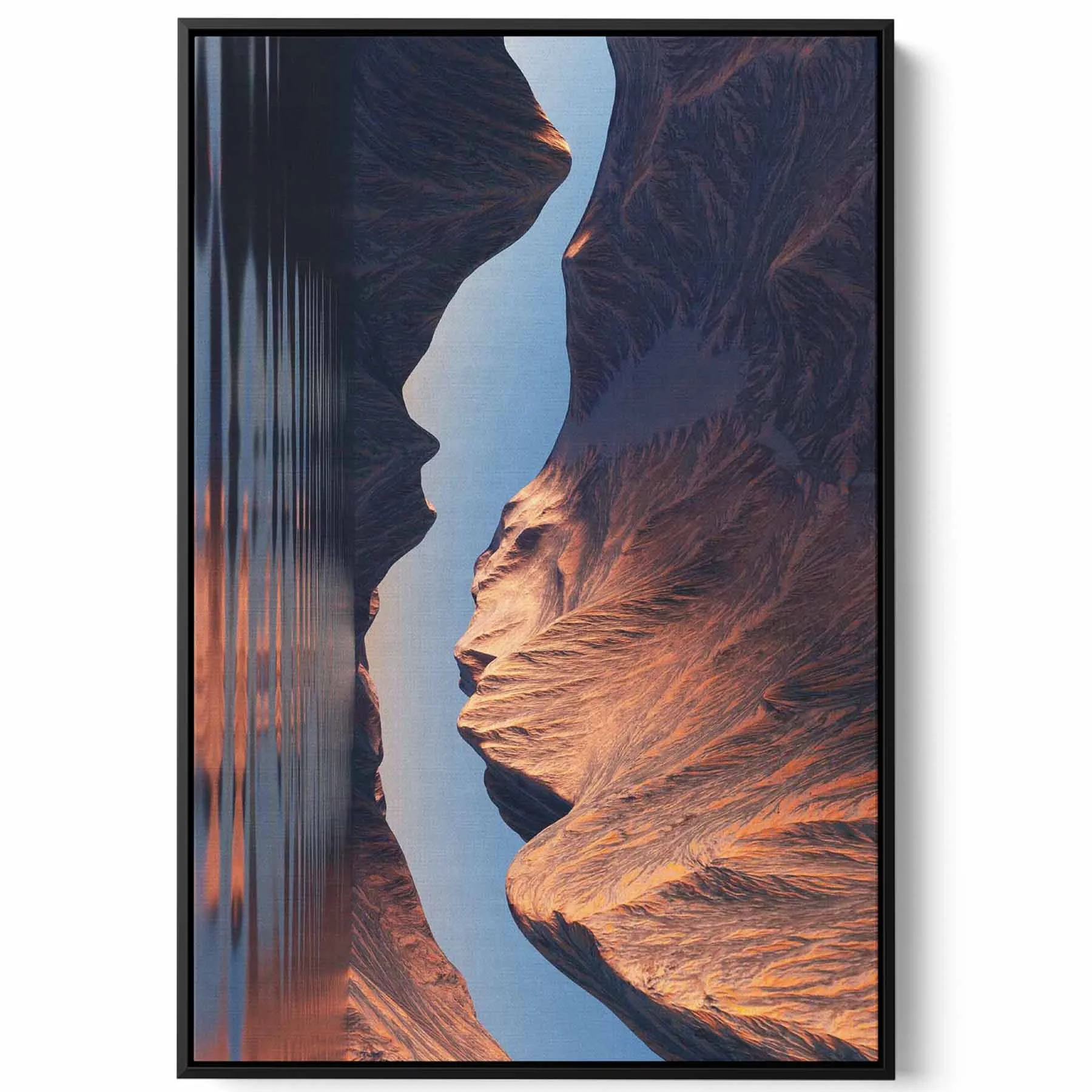 Canvas Wall Art Stretched Over Wooden Frame with Black Floating Frame