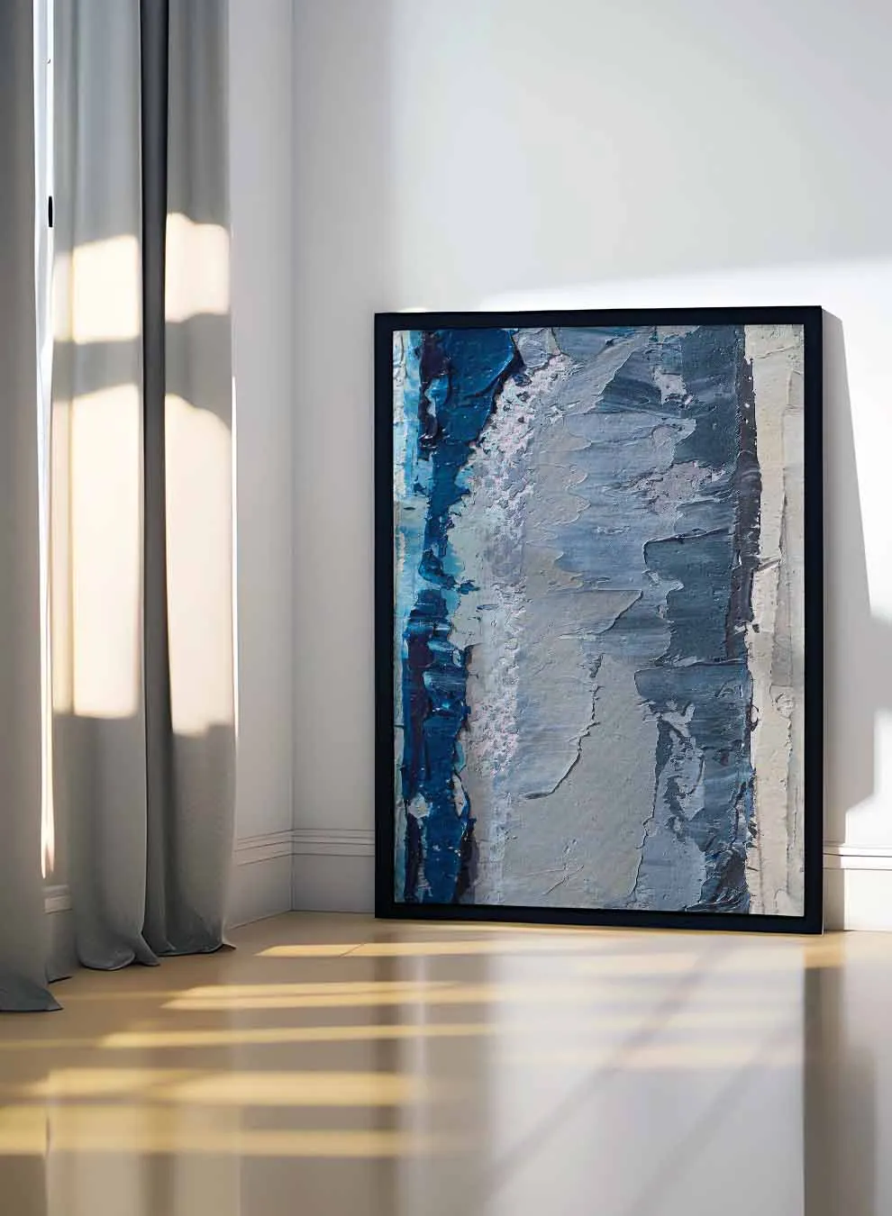 Canvas Wall Art Stretched Over Wooden Frame with Black Floating Frame
