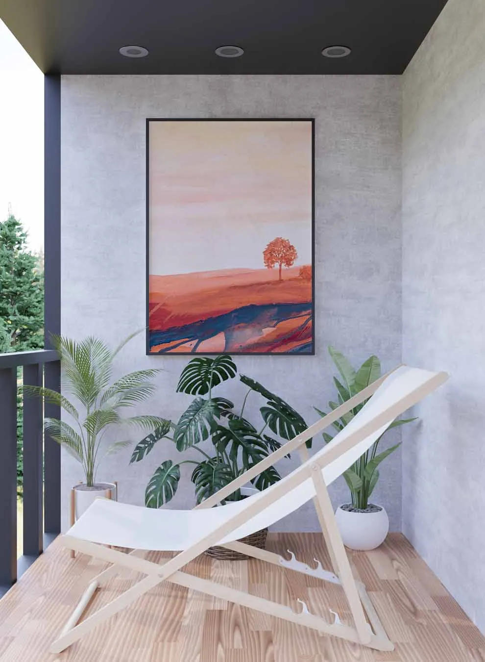 Canvas Wall Art Stretched Over Wooden Frame with Black Floating Frame