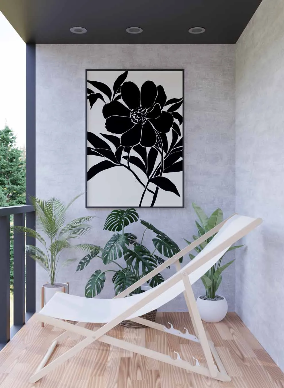 Canvas Wall Art Stretched Over Wooden Frame with Black Floating Frame