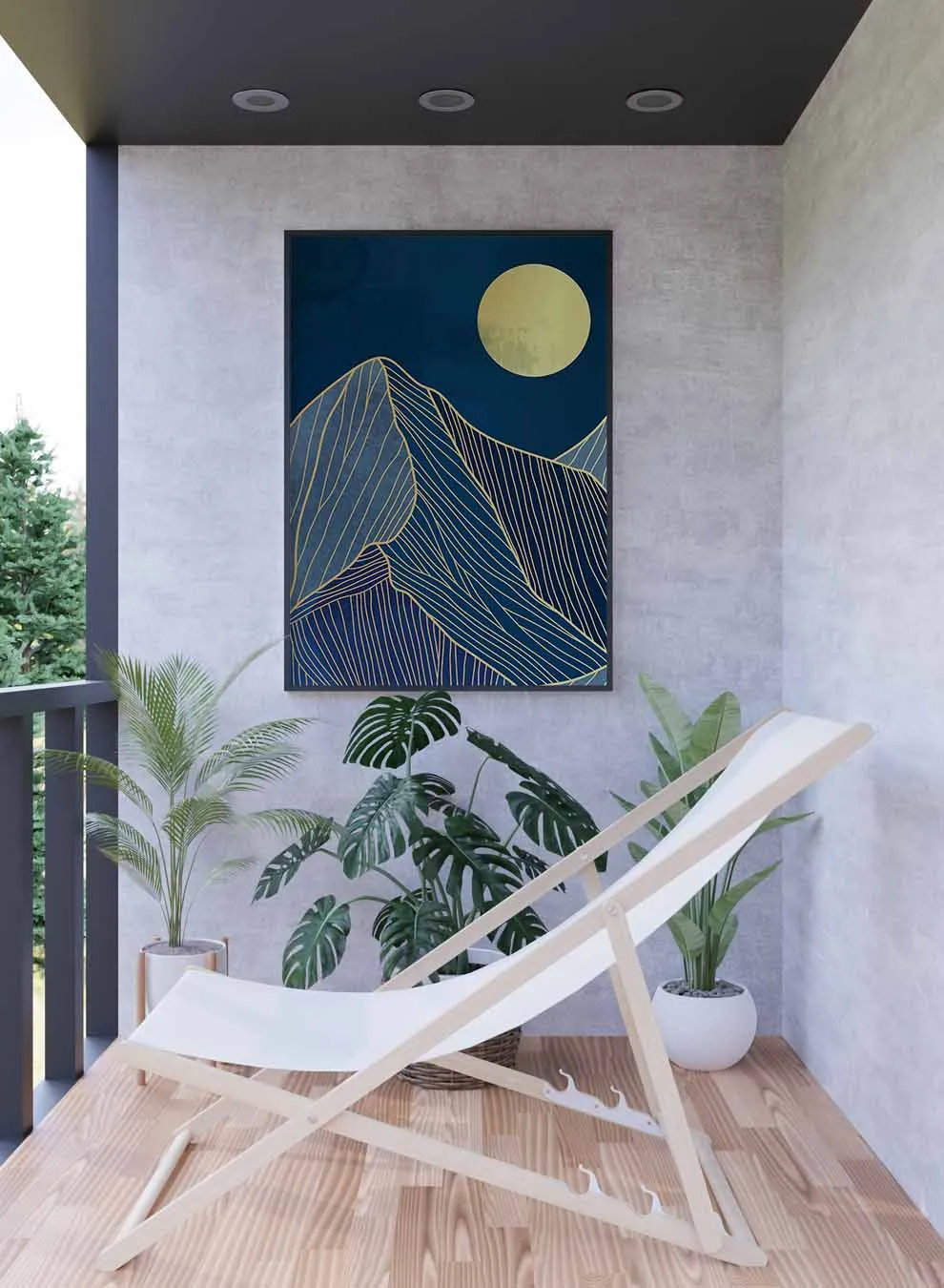 Canvas Wall Art Stretched Over Wooden Frame with Black Floating Frame