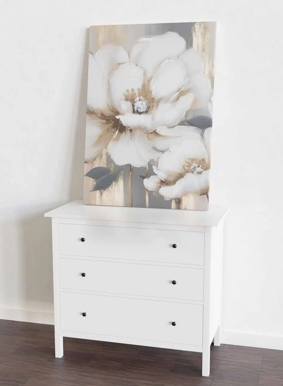 Canvas Wall Art Stretched Over Wooden Frame with Black Floating Frame
