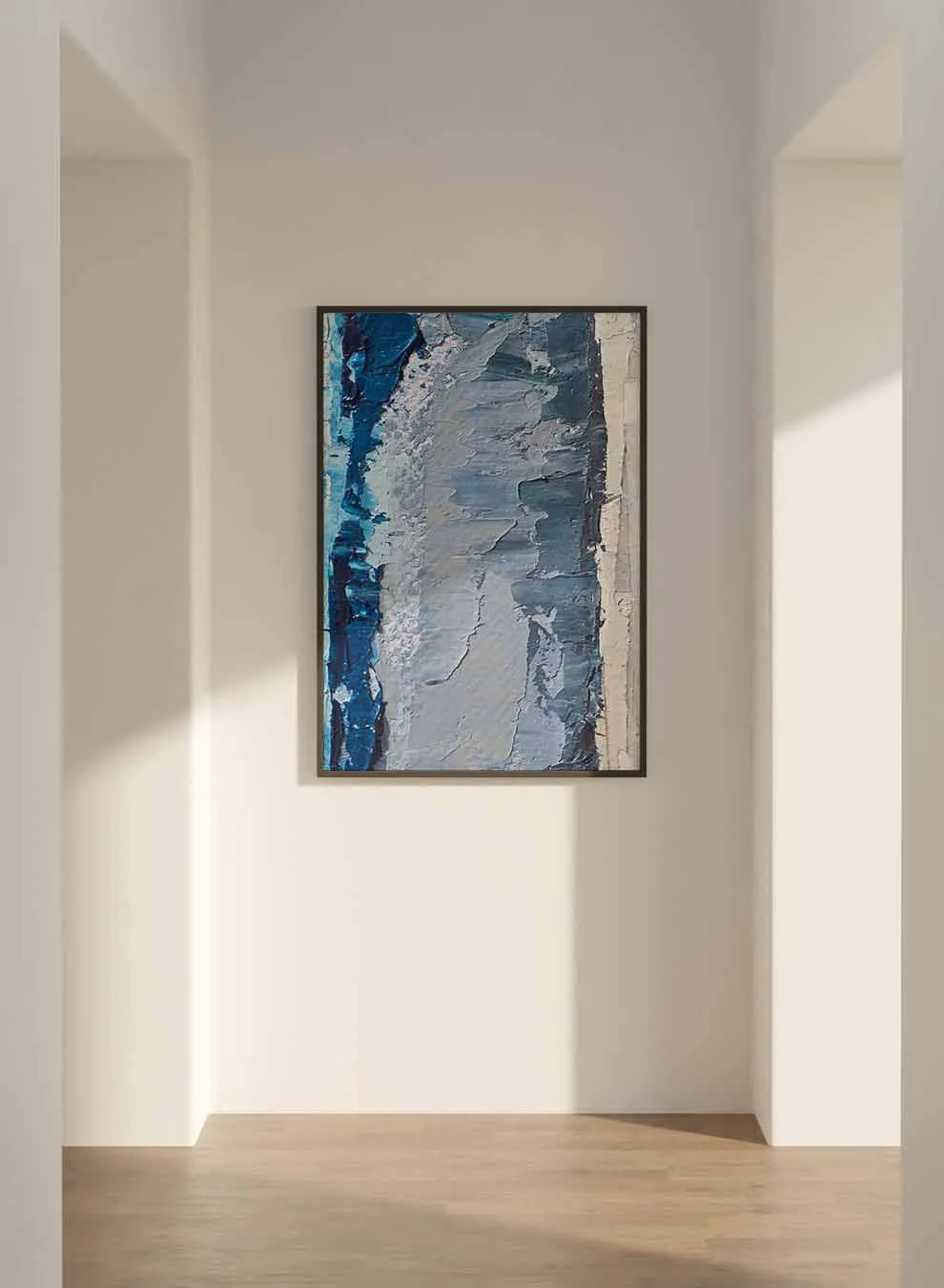 Canvas Wall Art Stretched Over Wooden Frame with Black Floating Frame