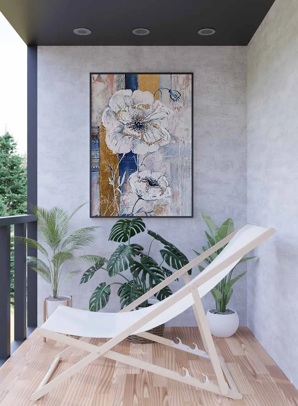 Canvas Wall Art Stretched Over Wooden Frame with Black Floating Frame