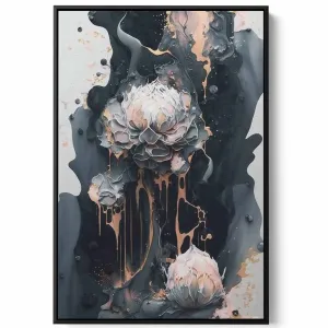 Canvas Wall Art Stretched Over Wooden Frame with Black Floating Frame