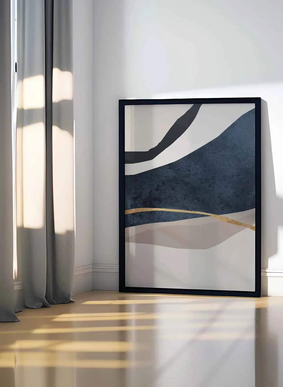 Canvas Wall Art Stretched Over Wooden Frame with Black Floating Frame