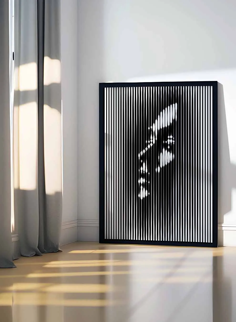 Canvas Wall Art Stretched Over Wooden Frame with Black Floating Frame