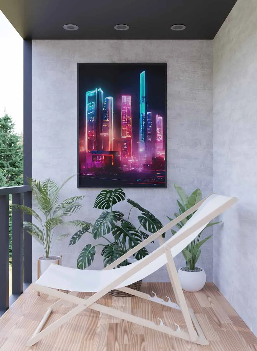 Canvas Wall Art Stretched Over Wooden Frame with Black Floating Frame