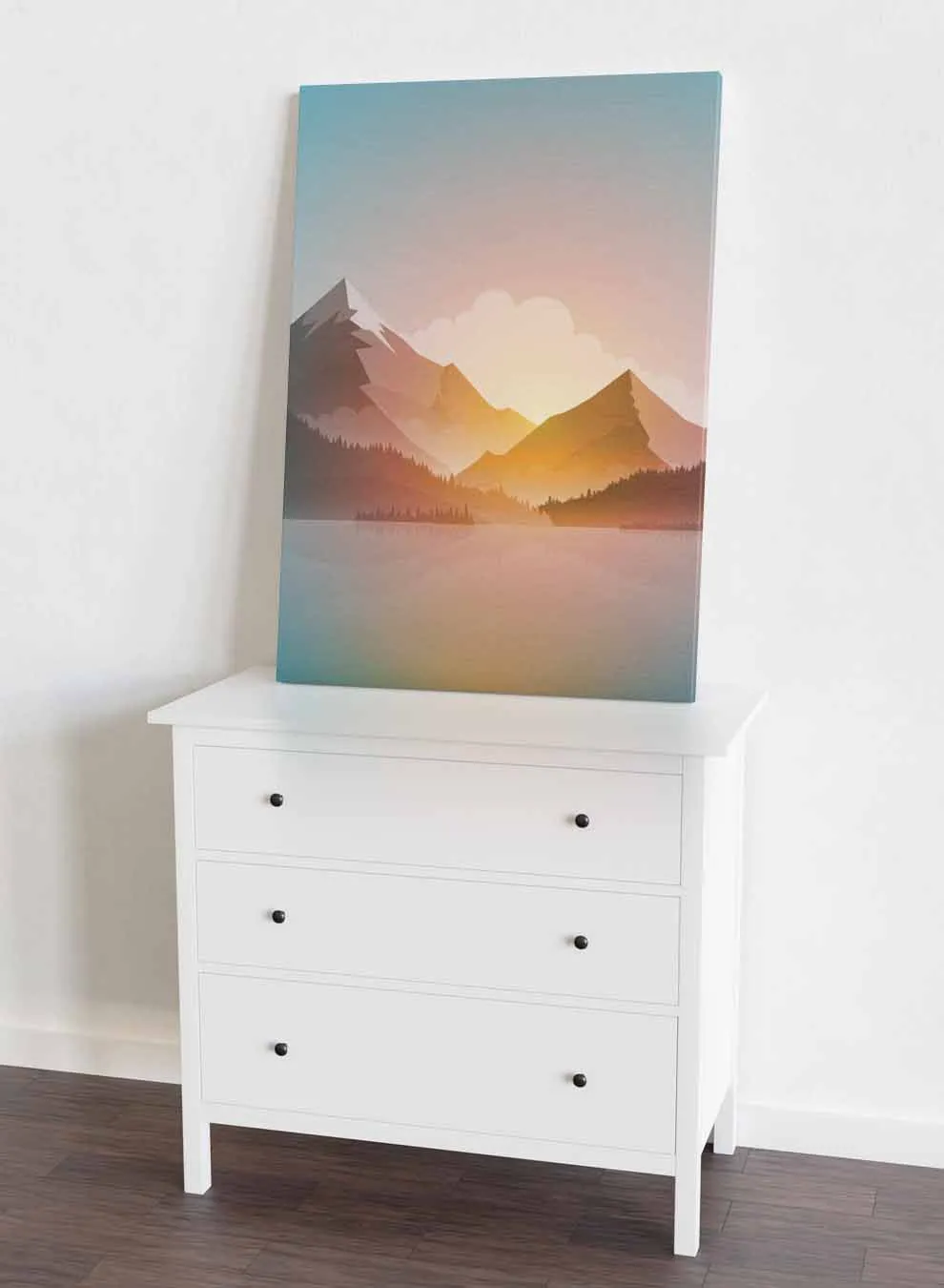Canvas Wall Art Stretched Over Wooden Frame with Black Floating Frame
