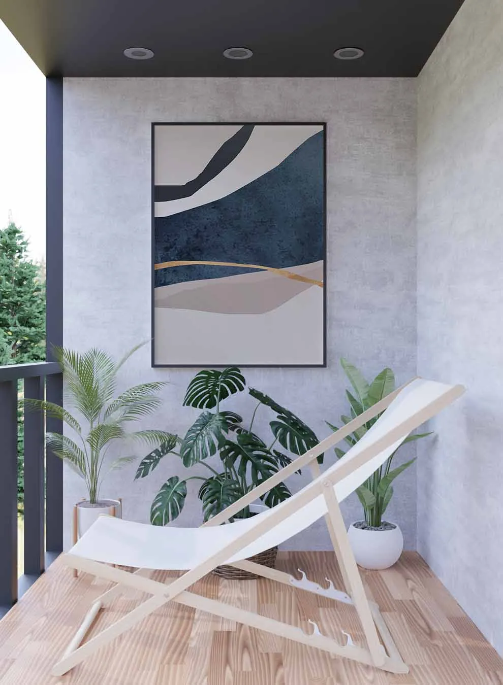 Canvas Wall Art Stretched Over Wooden Frame with Black Floating Frame