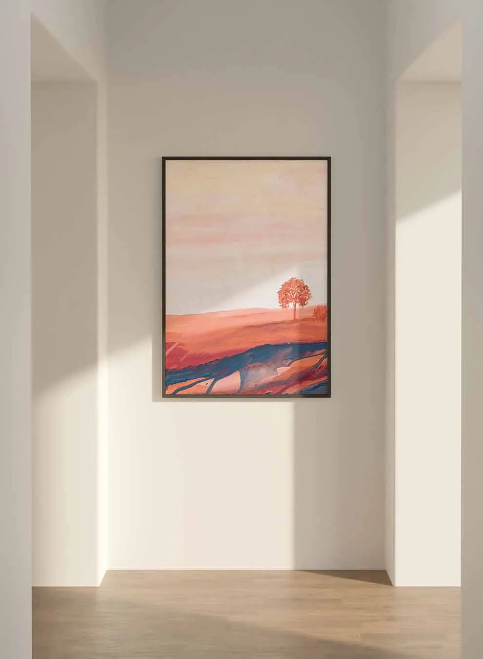 Canvas Wall Art Stretched Over Wooden Frame with Black Floating Frame