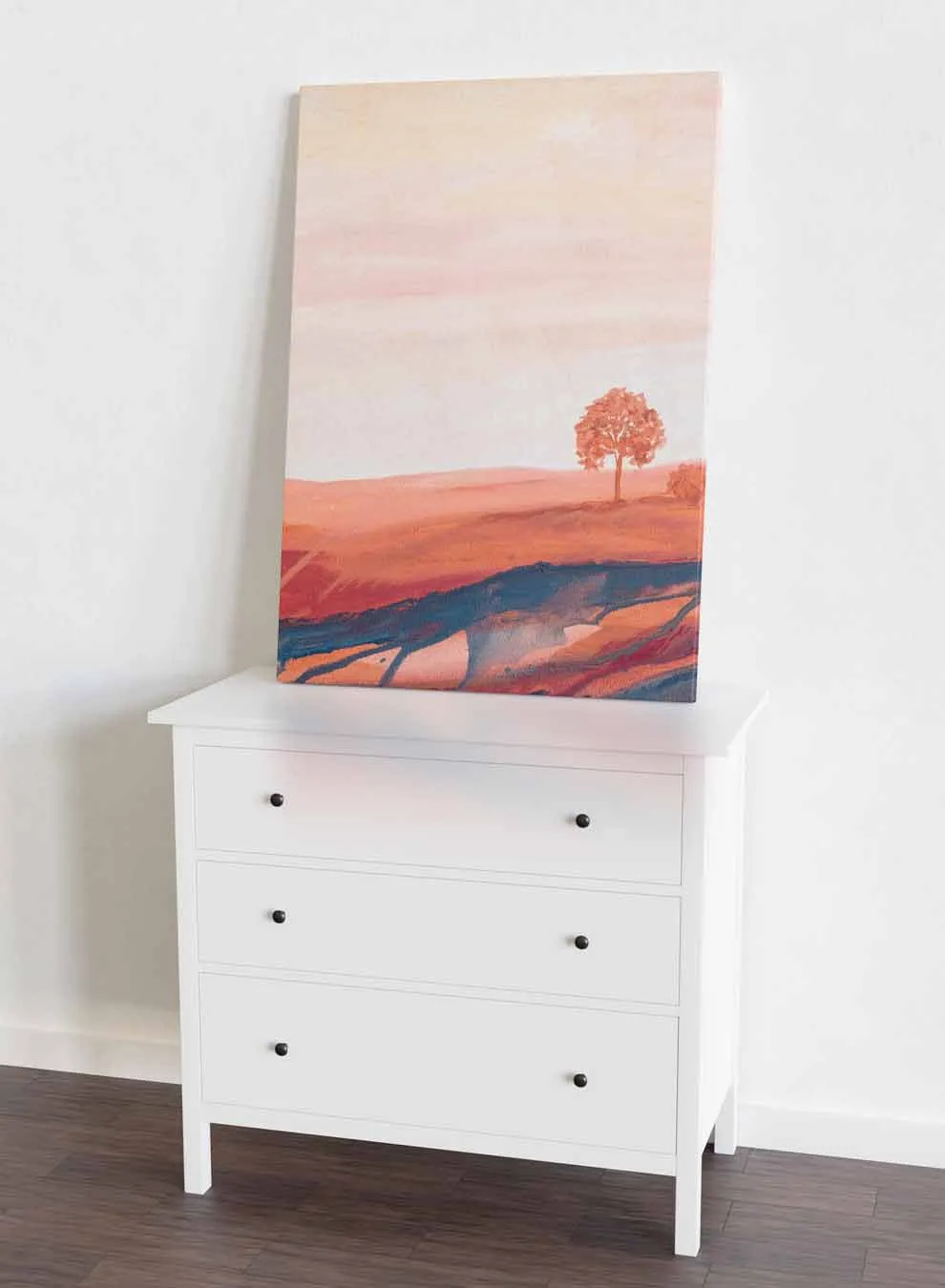 Canvas Wall Art Stretched Over Wooden Frame with Black Floating Frame