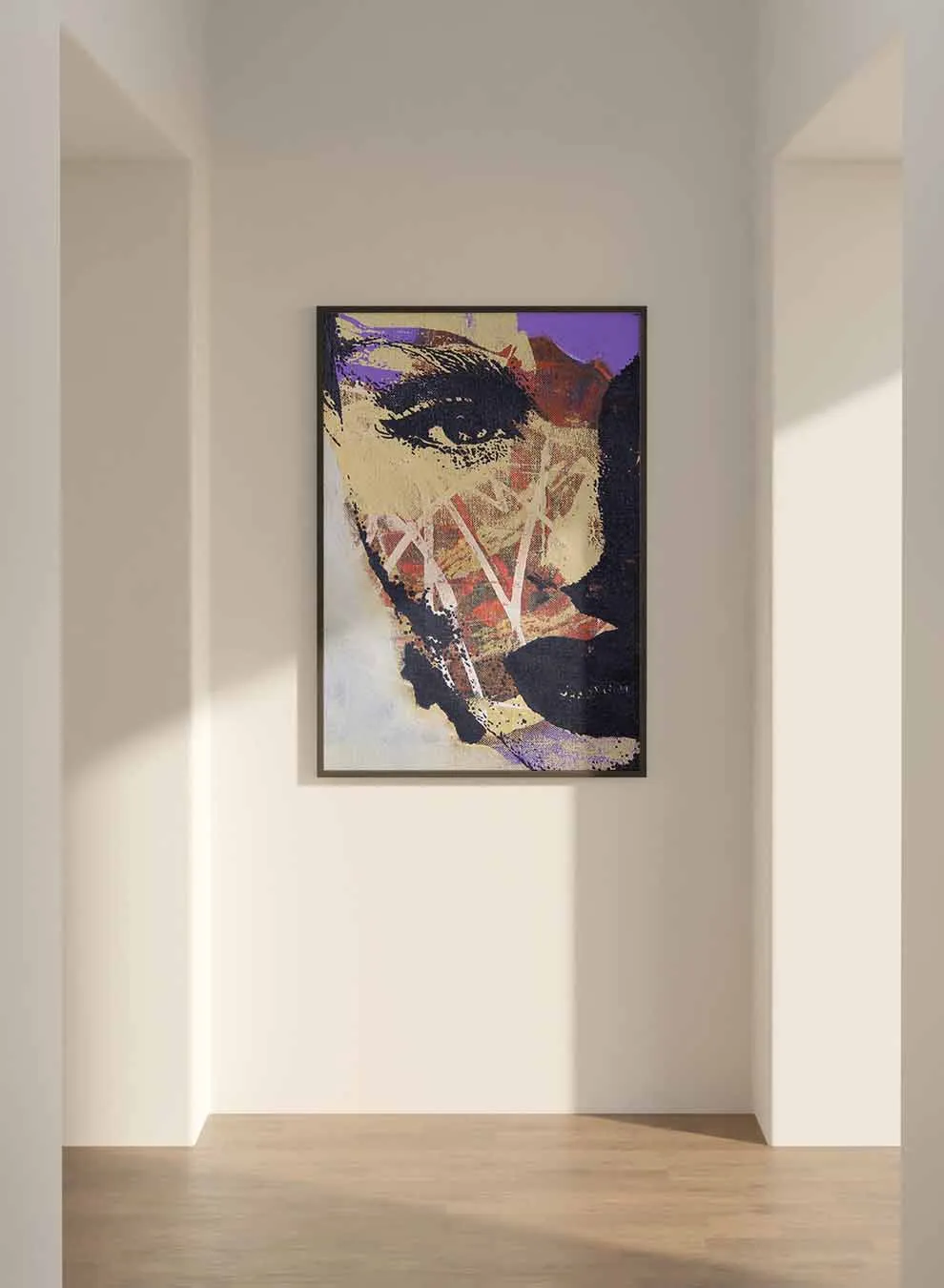 Canvas Wall Art Stretched Over Wooden Frame with Black Floating Frame